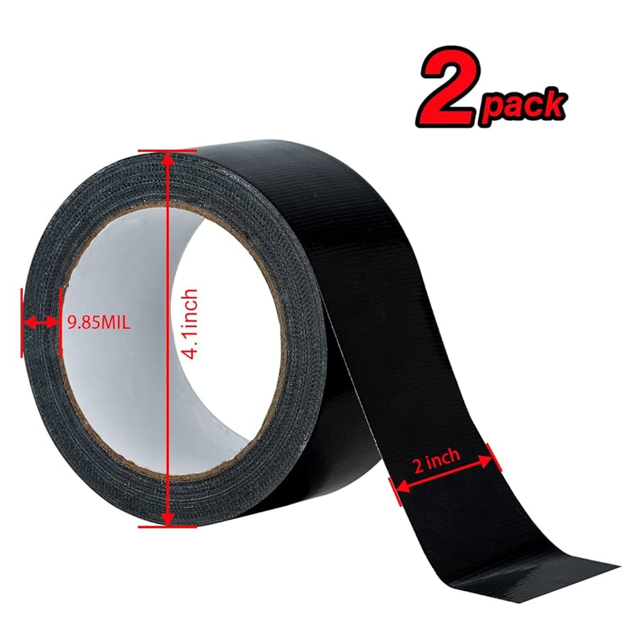 XUXU 2 Pack Black Duct Tape Heavy Duty Waterproof, Strong